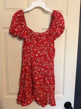 miami Red Floral Smocked dress